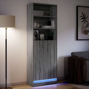 Metro Highboard with LED lighting 69 x 32.5 x 200cm Grey/Sonoma 200cm H X 69cm W X 32.5cm D Metro Highboard with LED lighting 69 x 32.5 x 200cm Grey/Sonoma 200cm H X 69cm W X 32.5cm D
