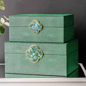 Canora Grey Chic Faux Litchi Jewellery Boxes, Storage Decorative Case Gold;Green 12.5cm H X 26cm W X 20.5cm D Canora Grey Chic Faux Litchi Jewellery Boxes, Storage Decorative Case Gold;Green 12.5cm H X 26cm W X 20.5cm D