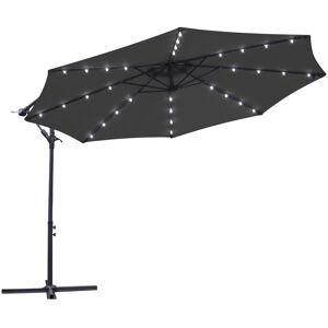 Dakota Fields Oullins 3m Cantilever Parasol with Lights Black 300cm W X 300cm D Dakota Fields Oullins 3m Cantilever Parasol with Lights Black 300cm W X 300cm D
