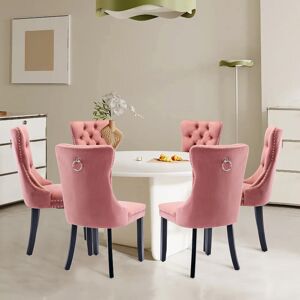 Mercer41 Delafield Lux Velvet Upholstered Kitchen Dining Chairs Black/Pink 95cm H X 50cm W X 62cm D Mercer41 Delafield Lux Velvet Upholstered Kitchen Dining Chairs Black/Pink 95cm H X 50cm W X 62cm D