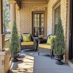 The Seasonal Aisle AffinityFurn 95cm Artificial Cedar Tree 2-Pack, Large UV Resistant Faux Outdoor Plants in Plastic Pots for Garden, Patio, Porch & Balcony Decor – Gree Green 150cm H x 18cm W The Seasonal Aisle AffinityFurn 95cm Artificial Cedar Tree 2-Pack, Large UV Resistant Faux Outdoor Plants in Plastic Pots for Garden, Patio, Porch & Balcony Decor – Gree Green 150cm H x 18cm W