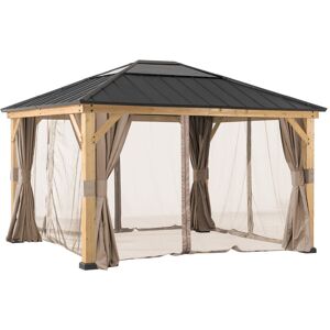 Dakota Fields Net for cedar wood gazebo 336cm x 394cm, Kalossi Brown 220cm H x 340cm W x 133.86cm D Dakota Fields Net for cedar wood gazebo 336cm x 394cm, Kalossi Brown 220cm H x 340cm W x 133.86cm D