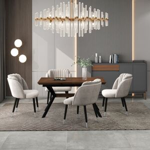 Canora Grey Inola Upholstered Velvet Dining Chairs - Ergonomic Soft Back with Metal Legs - Armchair for Dining Room Living Room Restaurants Black/Silver/Grey 79.5cm H X 52cm W X 60.5cm D Canora Grey Inola Upholstered Velvet Dining Chairs - Ergonomic Soft Back with Metal Legs - Armchair for Dining Room Living Room Restaurants Black/Silver/Grey 79.5cm H X 52cm W X 60.5cm D