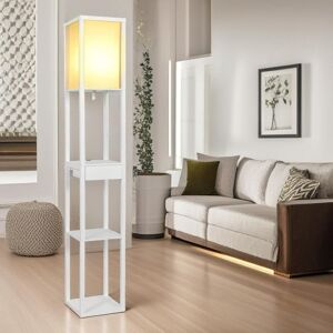 Borough Wharf Androniki Modern Floor Lamp For Living Room With 3 Shelves and USB Ports Solid Wood 160cm H X 26cm W X 26cm D Borough Wharf Androniki Modern Floor Lamp For Living Room With 3 Shelves and USB Ports Solid Wood 160cm H X 26cm W X 26cm D