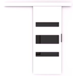 17 Stories Lize Sliding Door White and Black White/Back 205cm H x 106cm W x 1.6cm D 17 Stories Lize Sliding Door White and Black White/Back 205cm H x 106cm W x 1.6cm D