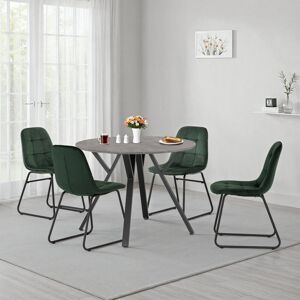 Ivy Bronx Cajigas Round Dining Table Set Emerald Green Velvet 4 Ivy Bronx Cajigas Round Dining Table Set Emerald Green Velvet 4