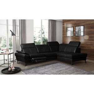 Ivy Bronx Genuine Leather Reclining Corner Sofa with Adjustable Headrests and Adjustable Armrest and Storage Black 96cm H X 264cm W X 211cm D Ivy Bronx Genuine Leather Reclining Corner Sofa with Adjustable Headrests and Adjustable Armrest and Storage Black 96cm H X 264cm W X 211cm D