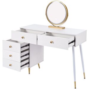 Canora Grey Weißer Schminktisch Mit Led-spiegel Und Verstellbarem Seitenschrank White 78cm H X 100cm W X 40cm D Canora Grey Weißer Schminktisch Mit Led-spiegel Und Verstellbarem Seitenschrank White 78cm H X 100cm W X 40cm D