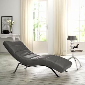 Brayden Studio SALISBURY Chaise Lounge in Genuine Leather with Adjustable Backrest Black/Grey 95cm H X 65cm W X 171cm L Brayden Studio SALISBURY Chaise Lounge in Genuine Leather with Adjustable Backrest Black/Grey 95cm H X 65cm W X 171cm L