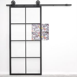Mercury Larissa Metal Sliding Door Black;Clear 210cm H x 90cm W x 3cm D Mercury Larissa Metal Sliding Door Black;Clear 210cm H x 90cm W x 3cm D