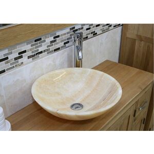 Belfry Bathroom Berrin Stone Handmade Round Bathroom Sink Golden Onyx 430mm L X 430mm W X 140mm H Belfry Bathroom Berrin Stone Handmade Round Bathroom Sink Golden Onyx 430mm L X 430mm W X 140mm H