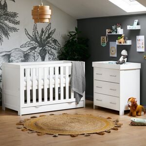 Obaby Nika 2 Piece Room Set & Underdrawer - White Wash White 70 x 140 cm Obaby Nika 2 Piece Room Set & Underdrawer - White Wash White 70 x 140 cm