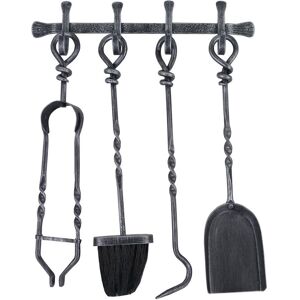 Symple Stuff Wall Mounted 5 Piece Iron Fireplace Tool Set Black Symple Stuff Wall Mounted 5 Piece Iron Fireplace Tool Set Black