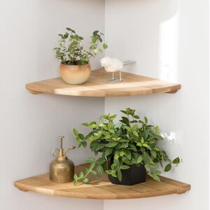 Ebern Designs Corner Shelves, Solid Oak Wood Set Of 2 12Inch Floating Corner Shelves Wall Mount Round End Floating Speaker Shelf With Wire Hole Shelf For Small Plan Beige 3.80cm H x 25.00cm W x 25.00cm D Ebern Designs Corner Shelves, Solid Oak Wood Set Of 2 12Inch Floating Corner Shelves Wall Mount Round End Floating Speaker Shelf With Wire Hole Shelf For Small Plan Beige 3.80cm H x 25.00cm W x 25.00cm D