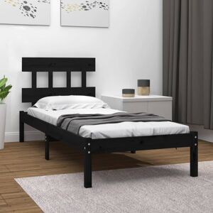 Marlow Home Co. Bed Frame Solid Wood Black 100 x 200 cm Marlow Home Co. Bed Frame Solid Wood Black 100 x 200 cm
