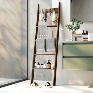 ClassicLiving 5-Tier Bamboo Rug Ladder With 4 Removable Hooks Brown 148cm H X 43cm W X 8cm D ClassicLiving 5-Tier Bamboo Rug Ladder With 4 Removable Hooks Brown 148cm H X 43cm W X 8cm D