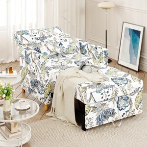 Blue Elephant Maleah 80Cm Wide Tufted Convertible Chair Floral 30.5cm H X 80cm W X 175cm D Blue Elephant Maleah 80Cm Wide Tufted Convertible Chair Floral 30.5cm H X 80cm W X 175cm D