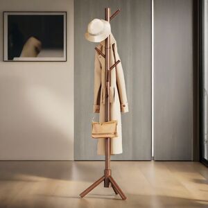 Borough Wharf 8 - Hook Wooden Coat Stand With Adjustable Height Hallway Entryway Furniture Walnut Brown 183cm H X 39cm W X 39cm D Borough Wharf 8 - Hook Wooden Coat Stand With Adjustable Height Hallway Entryway Furniture Walnut Brown 183cm H X 39cm W X 39cm D