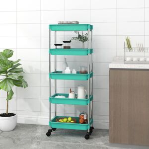 Rebrilliant Petillo 40Cm Iron Kitchen Trolley Turquoise Rebrilliant Petillo 40Cm Iron Kitchen Trolley Turquoise