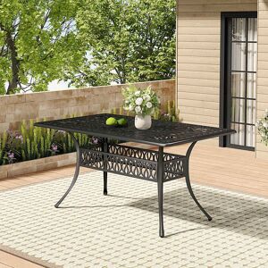 Rosalind Wheeler Cheetara Rectangular 4 - Person 150Cm L Outdoor Dining Table Black 72.5cm H X 89cm W X 149.5cm L Rosalind Wheeler Cheetara Rectangular 4 - Person 150Cm L Outdoor Dining Table Black 72.5cm H X 89cm W X 149.5cm L