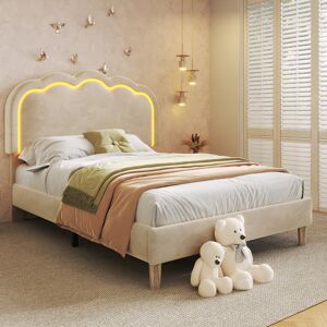 Metro Upholstered Bed With Led Beige 109cm H X 101cm W X 197cm L Metro Upholstered Bed With Led Beige 109cm H X 101cm W X 197cm L