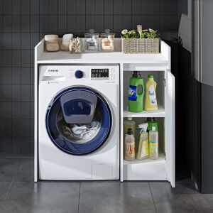 Ebern Designs Derin Washing Machine Cabinet with Cupboard, 100 cm White 99cm H X 100cm W X 60cm D Ebern Designs Derin Washing Machine Cabinet with Cupboard, 100 cm White 99cm H X 100cm W X 60cm D