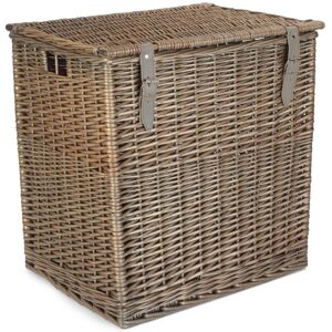 17 Stories Large Antique Wash Vintner Storage Wicker Picnic Basket Brown;Grey 17 Stories Large Antique Wash Vintner Storage Wicker Picnic Basket Brown;Grey
