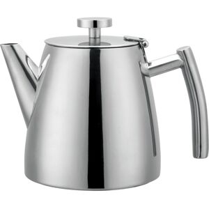 Grunwerg Café Olé Stal Belmont Stainless Steel Double Wall Tea Pot with Hinged Lid Sliver 1.2L Grunwerg Café Olé Stal Belmont Stainless Steel Double Wall Tea Pot with Hinged Lid Sliver 1.2L