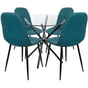 Ivy Bronx Rousseau 4 - Person Dining Set Black/Teal 4 Ivy Bronx Rousseau 4 - Person Dining Set Black/Teal 4