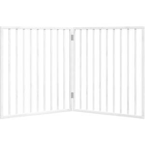 Archie & Oscar Dog Gate Foldable 2 Panels Brown 160 Cm Poplar Wood White 90cm H x 160cm W x 2cm D Archie & Oscar Dog Gate Foldable 2 Panels Brown 160 Cm Poplar Wood White 90cm H x 160cm W x 2cm D