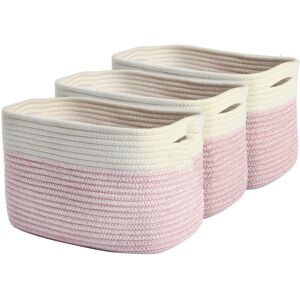 Ebern Designs Pack of 3 Pink Basket for Shelves White;Pink Ebern Designs Pack of 3 Pink Basket for Shelves White;Pink