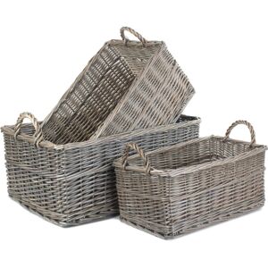 Highland Dunes Shallow Wicker 3 Piece Storage Basket Set Antique Wash Highland Dunes Shallow Wicker 3 Piece Storage Basket Set Antique Wash