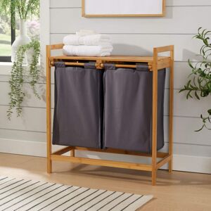 Latitude Run Bamboo 2 Compartment Laundry Basket Sorter Hamper Grey 73cm H X 64cm W X 33cm D Latitude Run Bamboo 2 Compartment Laundry Basket Sorter Hamper Grey 73cm H X 64cm W X 33cm D