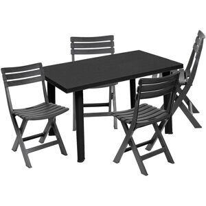 17 Stories Priyanshi Rectangular 5 - Piece 4 - Person 76Cm L Outdoor Table Set Black 4 17 Stories Priyanshi Rectangular 5 - Piece 4 - Person 76Cm L Outdoor Table Set Black 4