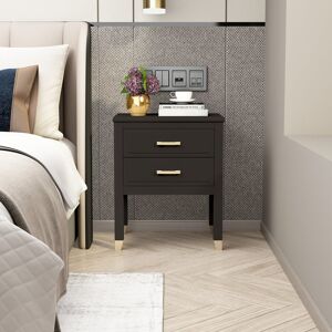 Rosdorf Park Metty Solid + Manufactured Wood Bedside Table Black 61cm H X 50cm W X 40cm D Rosdorf Park Metty Solid + Manufactured Wood Bedside Table Black 61cm H X 50cm W X 40cm D