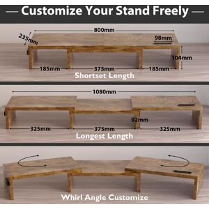 Latitude Run Adjustable Dual Monitor Stand with Smartphone Holder, Wooden PC Riser for Monitor, Laptop, Printer Black 10.4cm H X 108cm W X 23.5cm D Latitude Run Adjustable Dual Monitor Stand with Smartphone Holder, Wooden PC Riser for Monitor, Laptop, Printer Black 10.4cm H X 108cm W X 23.5cm D