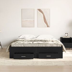 17 Stories Bed Frame With Drawers Engineered Wood Black 138 x 193 cm 17 Stories Bed Frame With Drawers Engineered Wood Black 138 x 193 cm