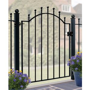 Rosalind Wheeler Begonia Ball Top Low Bow Metal Garden Gate 104 cm High Black 88cm W X 104cm H Rosalind Wheeler Begonia Ball Top Low Bow Metal Garden Gate 104 cm High Black 88cm W X 104cm H