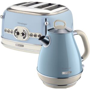 Ariete Vintage 1.7L Stainless Steel Jug Kettle with 4 Slice Toaster Set Blue 1.7L Ariete Vintage 1.7L Stainless Steel Jug Kettle with 4 Slice Toaster Set Blue 1.7L