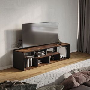 17 Stories Sester Abstract Large Double Coffee Table With Storage Shelves TV Stand 160cm Rustic Brown/Black 15.83cm H X 62.99cm W X 15.75cm D 17 Stories Sester Abstract Large Double Coffee Table With Storage Shelves TV Stand 160cm Rustic Brown/Black 15.83cm H X 62.99cm W X 15.75cm D