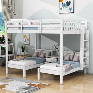 Thorbern Cot Bed/ Toddler (70x140cm) Holz, teilmassiv Drei/Vier Bed with Built-in-Desk with Shelves by Harriet Bee White Thorbern Cot Bed/ Toddler (70x140cm) Holz, teilmassiv Drei/Vier Bed with Built-in-Desk with Shelves by Harriet Bee White