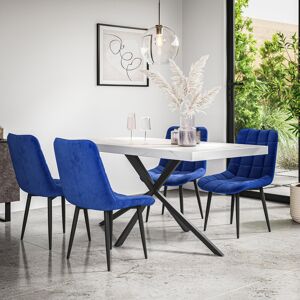 Fairmont Park Akaalbir 6 - Person Dining Set White/Black/Blue 6 Fairmont Park Akaalbir 6 - Person Dining Set White/Black/Blue 6