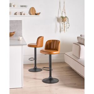 George Oliver Set of 2 Bar Stools VLORE Faux Leather Swivel Dark Green Orange 45cm W X 46cm D George Oliver Set of 2 Bar Stools VLORE Faux Leather Swivel Dark Green Orange 45cm W X 46cm D