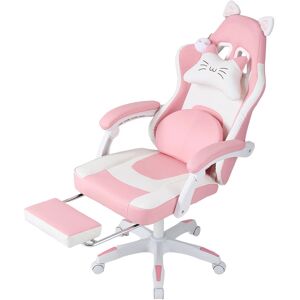 Inbox Zero Purple and white women's gaming chair Pink 125cm H X 52cm W X 52cm D Inbox Zero Purple and white women's gaming chair Pink 125cm H X 52cm W X 52cm D