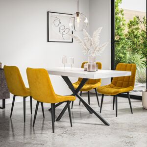 Fairmont Park Akaalbir 4 - Person Dining Set White/Black/Mustard 4 Fairmont Park Akaalbir 4 - Person Dining Set White/Black/Mustard 4