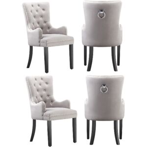 Mercer41 Jersey Velvet Dining Chair - Ergonomic Scoop Knockerback and Solid Wood Legs - Button back Armchair for Dining Room Living Room Restaurants Light Grey 94cm H X 56cm W X 60cm D Mercer41 Jersey Velvet Dining Chair - Ergonomic Scoop Knockerback and Solid Wood Legs - Button back Armchair for Dining Room Living Room Restaurants Light Grey 94cm H X 56cm W X 60cm D