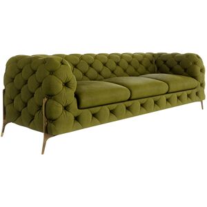Etta Avenue Chesterfield Sofa Set 3+2+1 Atoka with Gold Metal Legs Olive 3 Etta Avenue Chesterfield Sofa Set 3+2+1 Atoka with Gold Metal Legs Olive 3