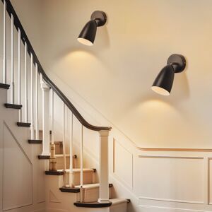 17 Stories 2 -light GU10 wall light - modern swiveling metal wall spotlight for hallway, living room, kitchen - without bulbs Matt Black 22cm H X 10cm W X 10cm D 17 Stories 2 -light GU10 wall light - modern swiveling metal wall spotlight for hallway, living room, kitchen - without bulbs Matt Black 22cm H X 10cm W X 10cm D