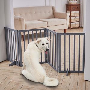 Archie & Oscar Liza 183.5cm Wide Free Standing Pet Gate Grey 60.5cm H X 183.5cm W X 1.8cm D Archie & Oscar Liza 183.5cm Wide Free Standing Pet Gate Grey 60.5cm H X 183.5cm W X 1.8cm D