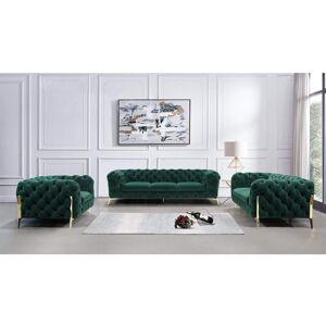 Etta Avenue Chesterfield Sofa Set 3+2+1 Atoka with Gold Metal Legs Bottle Green 3 Etta Avenue Chesterfield Sofa Set 3+2+1 Atoka with Gold Metal Legs Bottle Green 3